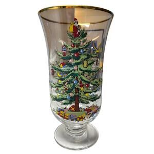 Spode Christmas Tree 9.5-inch Pedestal Hurricane Candle Holder